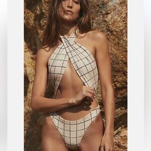 Stone Fox Swim Azalea One Piece Sand Plaid